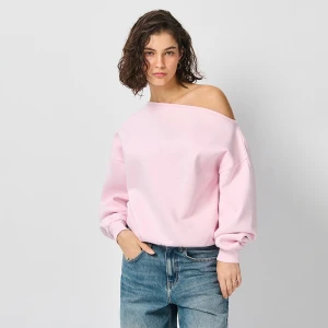 Luźna bluza na jedno ramię jasnoróżowa House