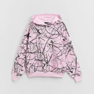 Luźna bluza z kapturem i wzorem camo tree różowa House