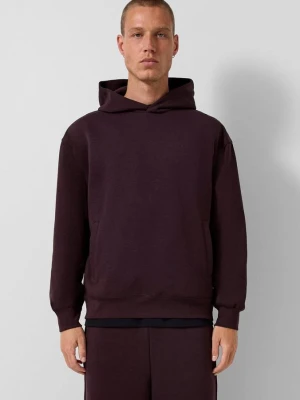 Luźna bluza z kapturem z haftowanym logo QS brązowy