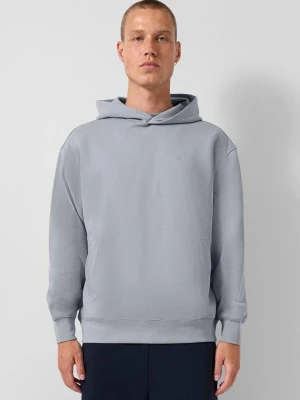 Luźna bluza z kapturem z haftowanym logo QS szary