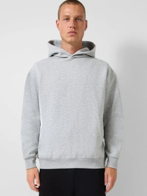 Luźna bluza z kapturem z haftowanym logo QS szary