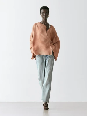 Luźna Bluzka Kopertowa - Beżowy - - Massimo Dutti - Kobieta