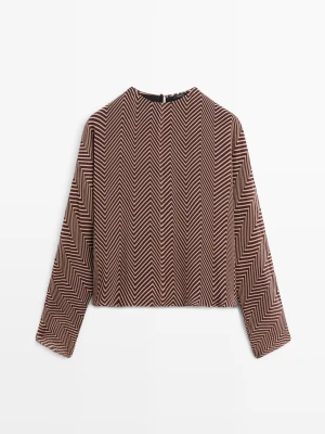 Luźna Bluzka W Geometryczny Wzór - Bordowy - - Massimo Dutti - Kobieta