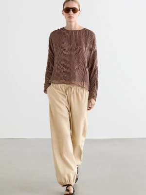 Luźna Bluzka W Geometryczny Wzór - Bordowy - - Massimo Dutti - Kobieta