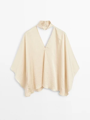 Luźna Bluzka Z Dekoltem W Serek – Studio - Złoty - - Massimo Dutti - Kobieta