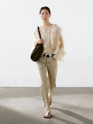 Luźna Bluzka Z Falbanami - Sprany - - Massimo Dutti - Kobieta
