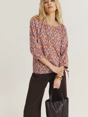 Luźna bluzka z kolorowym nadrukiem etno Greenpoint