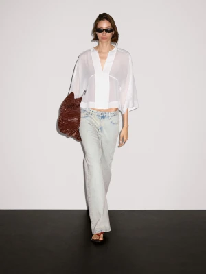Luźna Bluzka Z Mieszanki Lnu Z Ozdobnymi Szwami - Surowy - - Massimo Dutti - Kobieta
