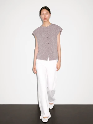 Luźna Bluzka Z Ozdobnym Przodem - Liliowy - - Massimo Dutti - Kobieta