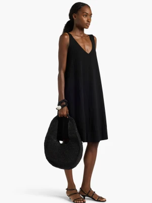 LUŹNA CZARNA SUKIENKA NA RAMIĄCZKACH LIVIANA CONTI