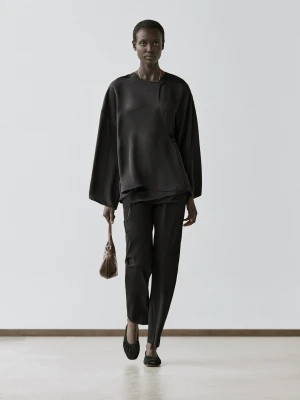 Luźna Kopertowa Koszula - Czarny - Xs-S - Massimo Dutti - Kobieta