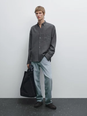 Luźna Koszula Regular Fit - Ciemnoszary - - Massimo Dutti - Mężczyzna