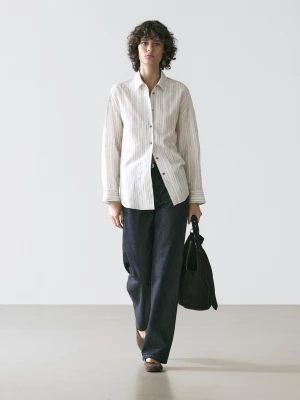 Luźna Koszula W Paski - Biały - - Massimo Dutti - Kobieta