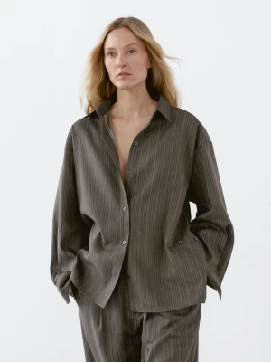 Luźna Koszula W Paski - Brązowy - - Massimo Dutti - Kobieta