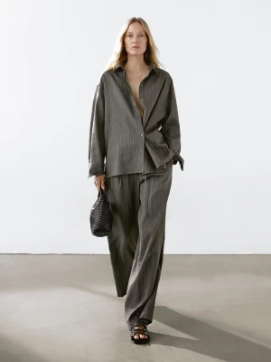 Luźna Koszula W Paski - Brązowy - - Massimo Dutti - Kobieta