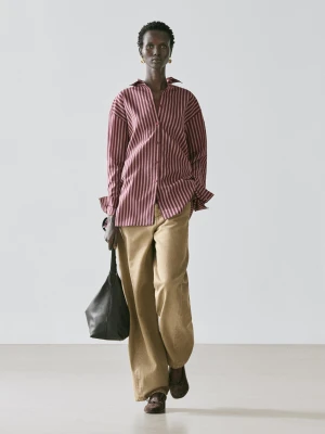 Luźna Koszula W Paski - Brązowy - - Massimo Dutti - Kobieta