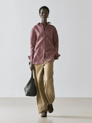 Luźna Koszula W Paski - Brązowy - - Massimo Dutti - Kobieta