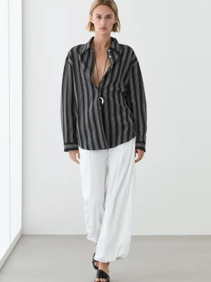 Luźna Koszula W Paski - Czarny - - Massimo Dutti - Kobieta