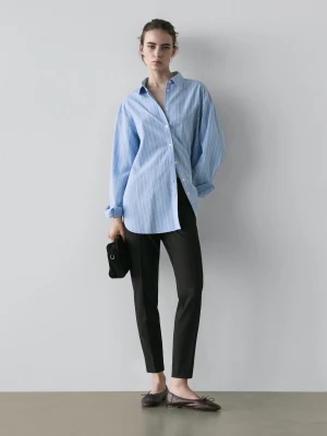 Luźna Koszula W Paski - Niebieski - - Massimo Dutti - Kobieta