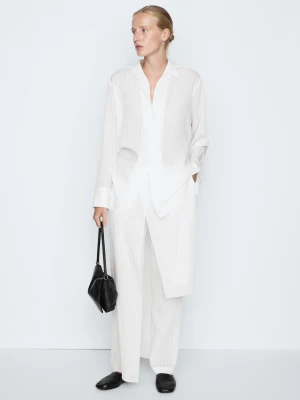Luźna Koszula W Paski - Studio - Biały - Massimo Dutti - Female