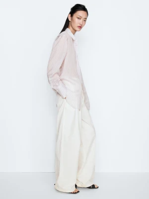Luźna Koszula W Paski - Studio - Różowy - - Massimo Dutti - Female