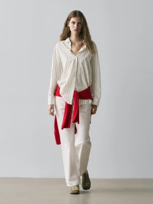 Luźna Koszula W Paski W Trzech Kolorach - Biały - - Massimo Dutti - Kobieta