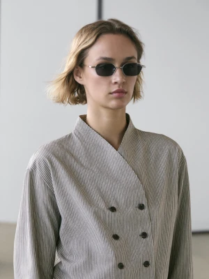 Luźna Koszula W Paski Z Ozdobnymi Guzikami - Szary - - Massimo Dutti - Kobieta