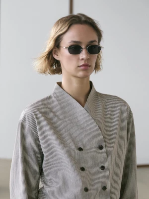 Luźna Koszula W Paski Z Ozdobnymi Guzikami - Szary - - Massimo Dutti - Kobieta