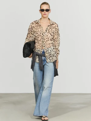 Luźna Koszula W Zwierzęcy Wzór - Piaskowy - Massimo Dutti - Female
