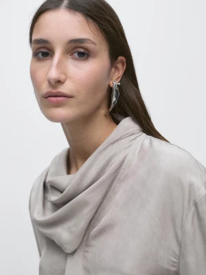 Luźna Koszula Z Detalem Szalika - Szary - - Massimo Dutti - Kobieta