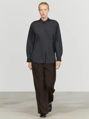 Luźna Koszula Z Kieszenią - Granatowy - Massimo Dutti - Female