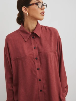 Luźna koszula z kieszeniami w kolorze LIGHT BURGUNDY- BERYL-S/M Marsala