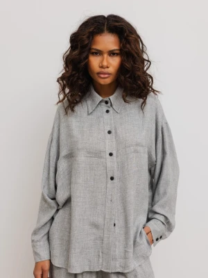 Luźna koszula z kieszeniami w kolorze LIGHT GREY- BERYL-S/M Marsala
