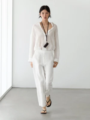 Luźna Koszula Z Kołnierzykiem Koszulowym - Biały - Massimo Dutti - Female