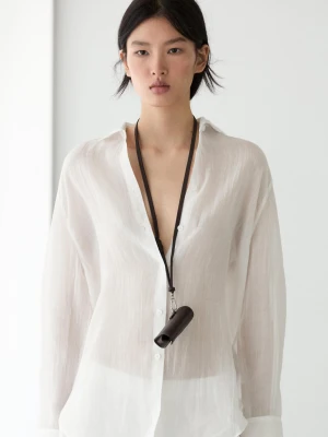 Luźna Koszula Z Kołnierzykiem Koszulowym - Biały - - Massimo Dutti - Kobieta