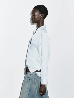 Luźna Koszula Z Kołnierzykiem Koszulowym - Błękitny - - Massimo Dutti - Kobieta