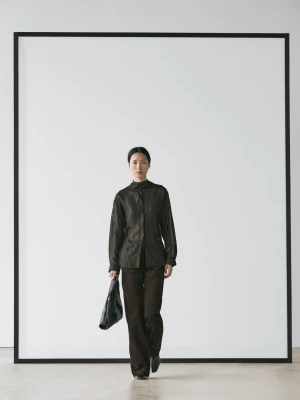 Luźna Koszula Z Kołnierzykiem Z Szalikiem - Czarny - - Massimo Dutti - Kobieta