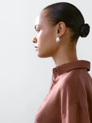 Luźna Koszula Z Mieszanki Ramii - Różowy - - Massimo Dutti - Kobieta