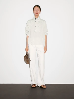 Luźna Koszula Z Ozdobnymi Guzikami Z Przodu - Biały - - Massimo Dutti - Kobieta