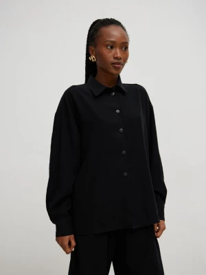 Luźna koszula z wiskozy w kolorze TOTALLY BLACK - OBSESSION-S/M Marsala