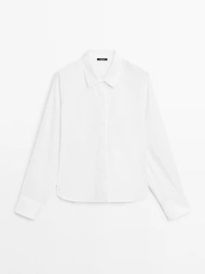 Luźna Koszula Ze 100% Bawełnianej Popeliny - Biały - - Massimo Dutti - Kobieta