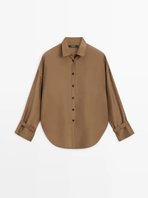 Luźna Koszula Ze 100% Jedwabiu - Toffee - Massimo Dutti - Female