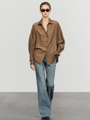 Luźna Koszula Ze 100% Jedwabiu - Toffee - Massimo Dutti - Female