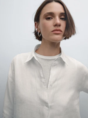 Luźna Koszula Ze 100% Lnu - Biały - - Massimo Dutti - Kobieta