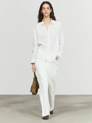 Luźna Koszula Ze 100% Lnu - Biały - - Massimo Dutti - Kobieta