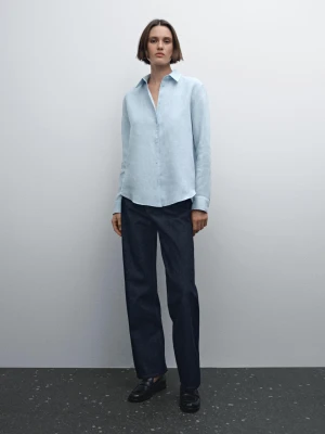 Luźna Koszula Ze 100% Lnu - Błękitny - - Massimo Dutti - Female