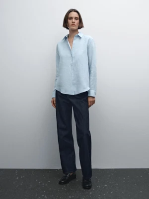 Luźna Koszula Ze 100% Lnu - Błękitny - - Massimo Dutti - Kobieta
