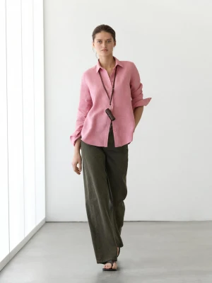 Luźna Koszula Ze 100% Lnu - Glinkowy - - Massimo Dutti - Kobieta