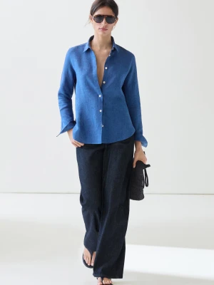 Luźna Koszula Ze 100% Lnu - Indygo - Massimo Dutti - Female