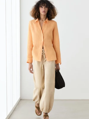 Luźna Koszula Ze 100% Lnu - Mandarynka - - Massimo Dutti - Kobieta
